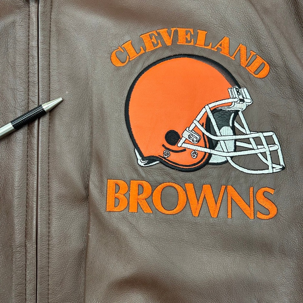 Vintage Cleveland Browns Leather Jacket Mens Large Carl Banks Bomber Coat GIII - Picture 9 of 11